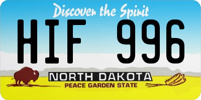 ND license plate HIF996