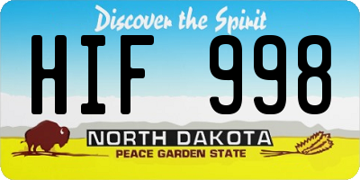 ND license plate HIF998
