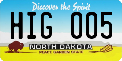 ND license plate HIG005