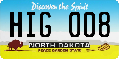 ND license plate HIG008