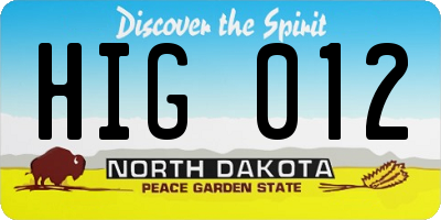 ND license plate HIG012