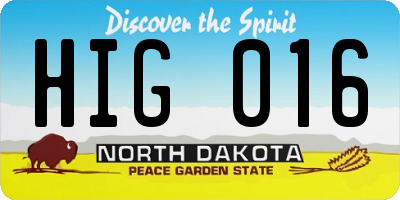 ND license plate HIG016