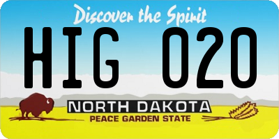 ND license plate HIG020