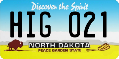ND license plate HIG021