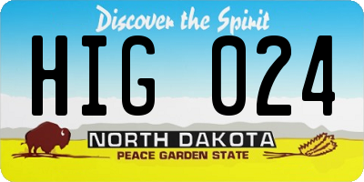 ND license plate HIG024