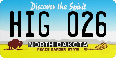 ND license plate HIG026