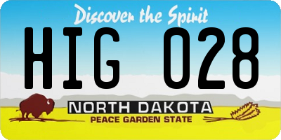 ND license plate HIG028