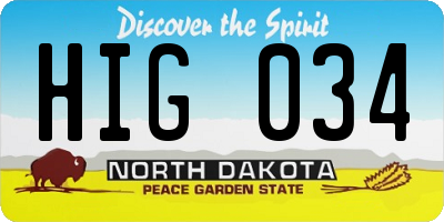 ND license plate HIG034