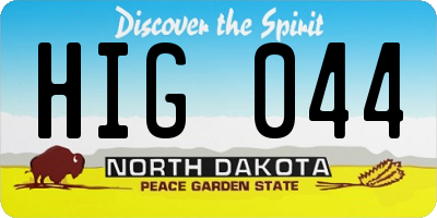 ND license plate HIG044