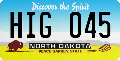 ND license plate HIG045
