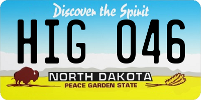ND license plate HIG046