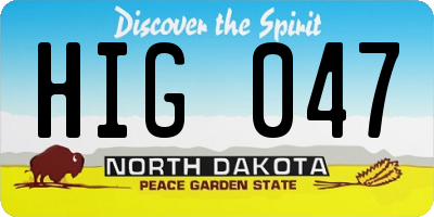 ND license plate HIG047