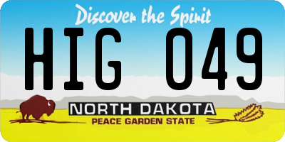 ND license plate HIG049