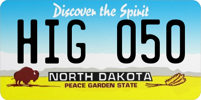 ND license plate HIG050