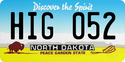 ND license plate HIG052
