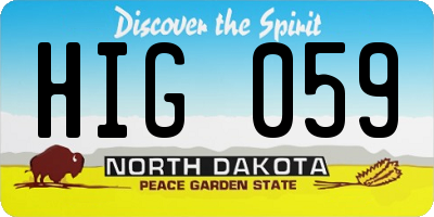 ND license plate HIG059