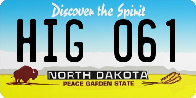 ND license plate HIG061