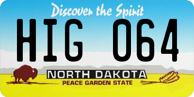 ND license plate HIG064