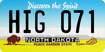 ND license plate HIG071