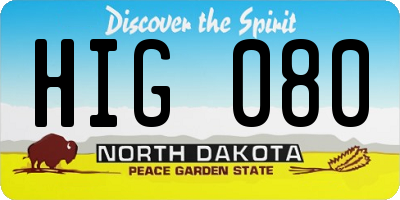 ND license plate HIG080