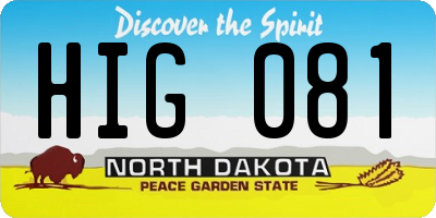 ND license plate HIG081