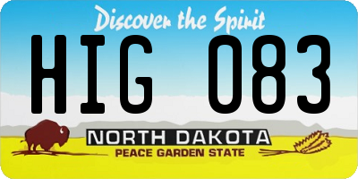 ND license plate HIG083