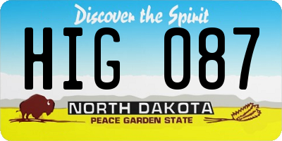 ND license plate HIG087