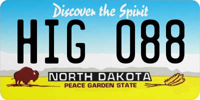 ND license plate HIG088