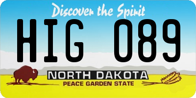 ND license plate HIG089