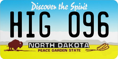 ND license plate HIG096