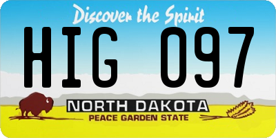 ND license plate HIG097