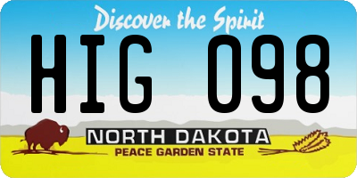 ND license plate HIG098