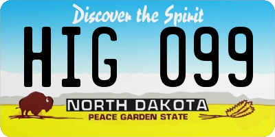ND license plate HIG099