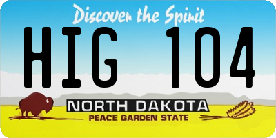 ND license plate HIG104