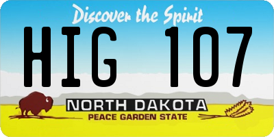 ND license plate HIG107
