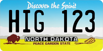ND license plate HIG123