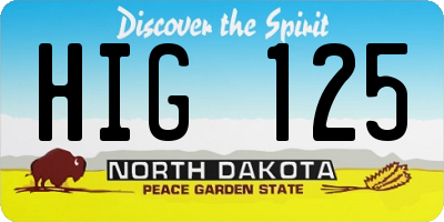 ND license plate HIG125