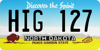 ND license plate HIG127