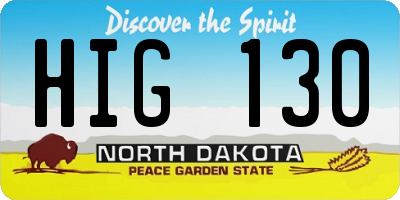 ND license plate HIG130