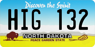 ND license plate HIG132