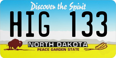 ND license plate HIG133