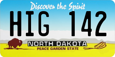 ND license plate HIG142