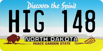 ND license plate HIG148