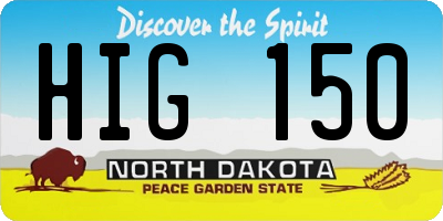 ND license plate HIG150