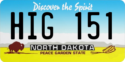 ND license plate HIG151