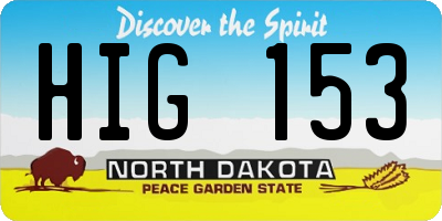 ND license plate HIG153