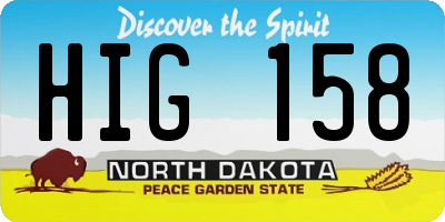 ND license plate HIG158