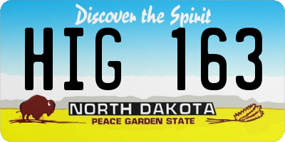 ND license plate HIG163