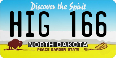 ND license plate HIG166