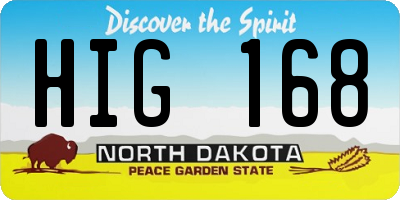 ND license plate HIG168